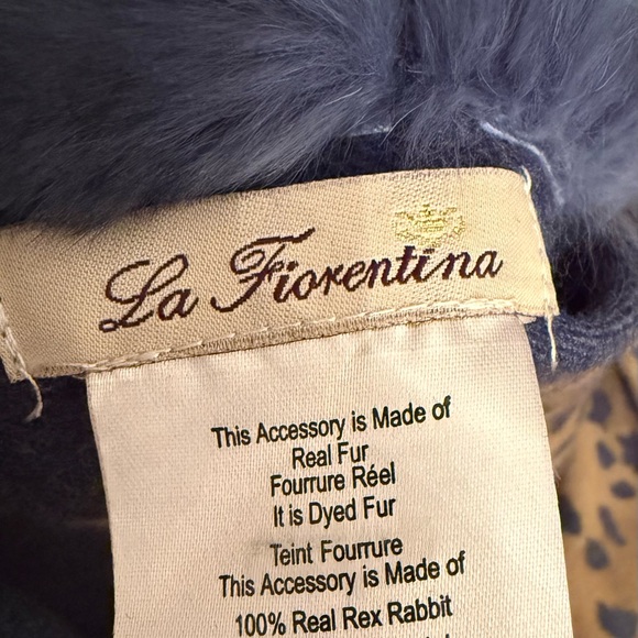 La Fiorentina Italian wrap/Scarf, Real Rabbit Fur, one of a kind Leopard NWOT - Picture 2 of 2